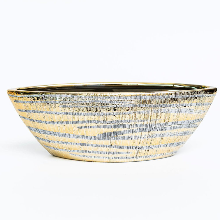 Mercer41 McChord Ceramic Oval Decorative Bowl in Gold